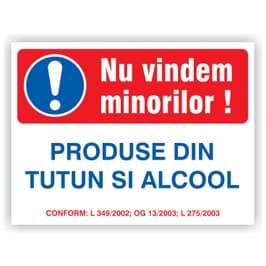 Indicator Nu vindem minorilor alcool si tutun, PVC, 20 x 15 cm