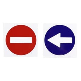 Semn Indicator Depasirea interzisa + Depasire pe partea stanga, autocolant, diametru 12 cm, set 2 bucati