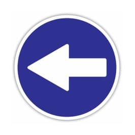 Semn Indicator Depasire stanga, autocolant, diametru 12 cm