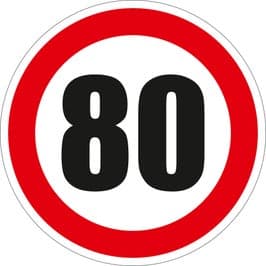 Semn Indicator Limitare viteza 80, autocolant, diametru 12 cm