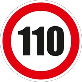 Semn Indicator Limitare viteza 110, autocolant, diametru 12 cm