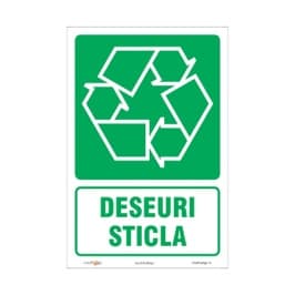 Semn Indicator Deseuri sticla W0102 A4, autocolant, 20 x 30 cm