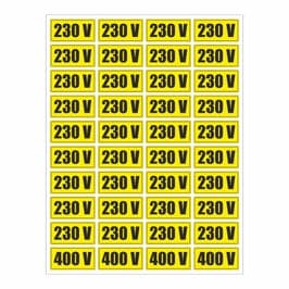 Semn Indicator Priza 220/ 400 V, autocolant, 25 x 15 cm